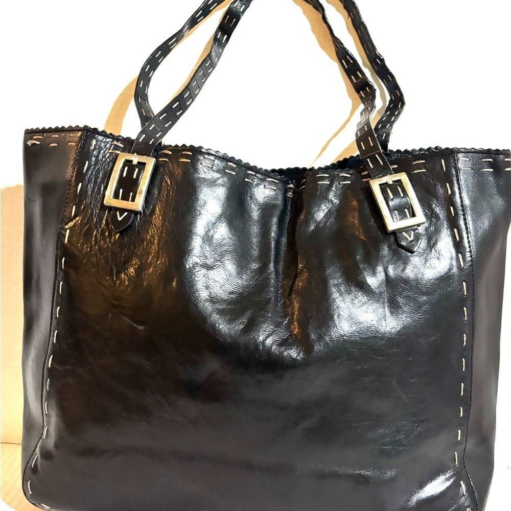 Black Leather Tote Bag